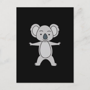 Söt babykoala med ett leende som står upp vykort