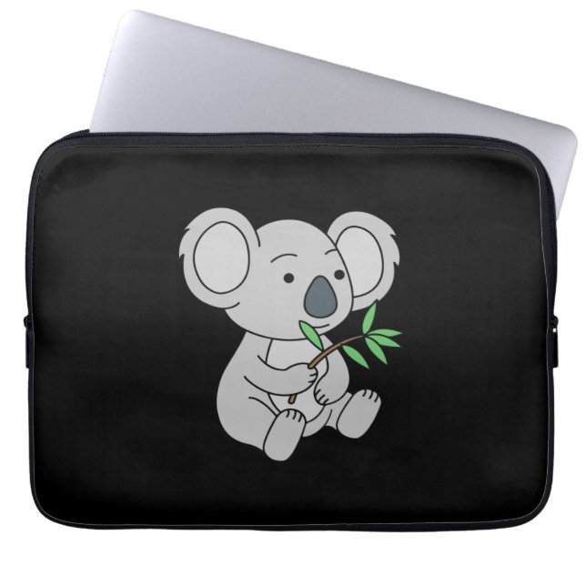 Söt babykoala med eucalyptusblad laptop fodral (Framsidan)