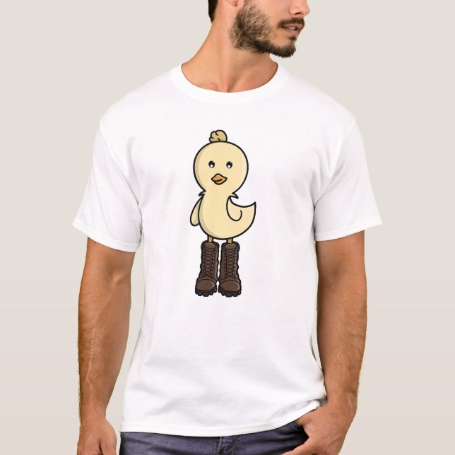 Söt babykyckling i stövlar t shirt (Framsida)