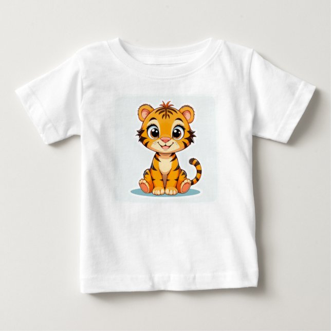 Söt Babylejon Söt Tecknad Vild Djur T Shirt (Framsida)