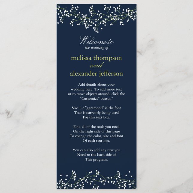 Söt babyns andedräkt Bröllopsprogram Program (Framsida)