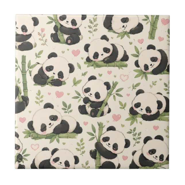 Söt Babypandamönster | Kakelplatta (Framsidan)
