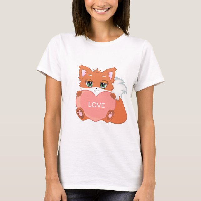 Söt babyräv med hjärta t-shirt (Framsida)
