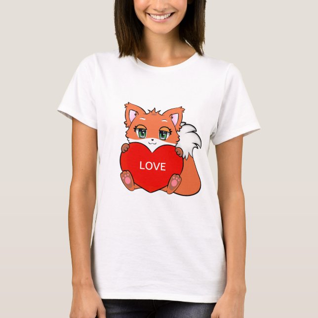 Söt babyräv med hjärta t shirt (Framsida)