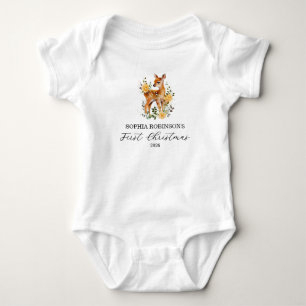 Söt Babys Första Jul Blommig Hjort Modern T Shirt