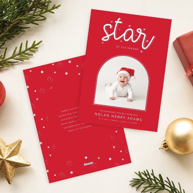 Söt Babys Första Jul Foto Födelse Annonsering Julkort (Skapare uppladdad)