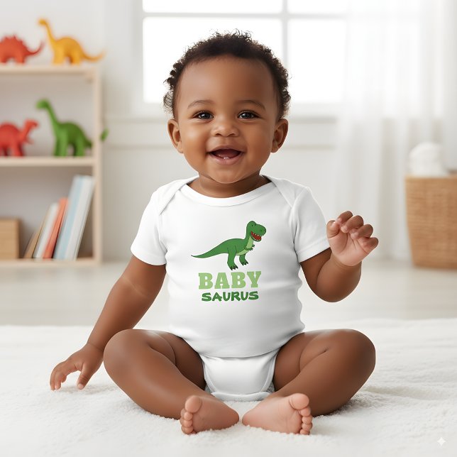 Söt Babysaurus Dinosaurie T-Rex Dino Anpassad Text T Shirt (Skapare uppladdad)