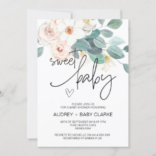 Söt babyskor Party Cute Blommigt Inbjudningar