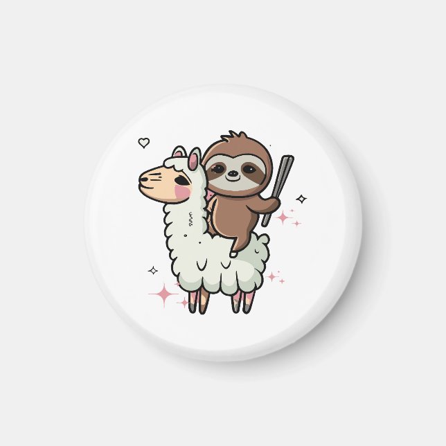 Söt babyslöjd och lama  magnet (Framsidan)