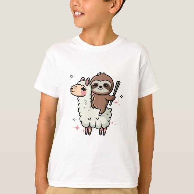 Söt babyslöjd och lama  t shirt (Framsida)