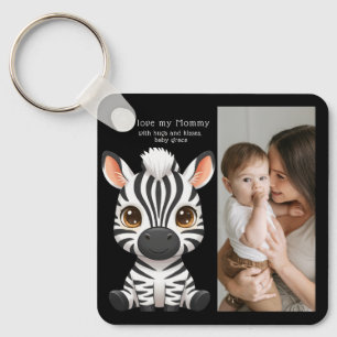 Söt babyzebrakonst, barnets namn & meddelandefoto nyckelring