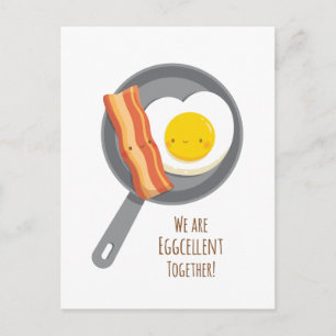 Söt bacon och ägg i kärlek Alla hjärtans dag vykor Helg Vykort