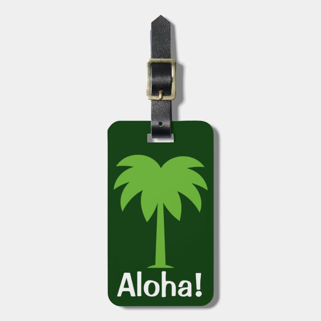 Söt bagagetikett med palmer | Aloha! Bagagebricka (Vertikal Framsida)