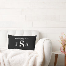 Söt båge kantad anpassad monogram kastkudde