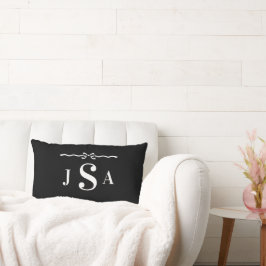 Söt båge kantad anpassad monogram kastkudde lumbarkudde