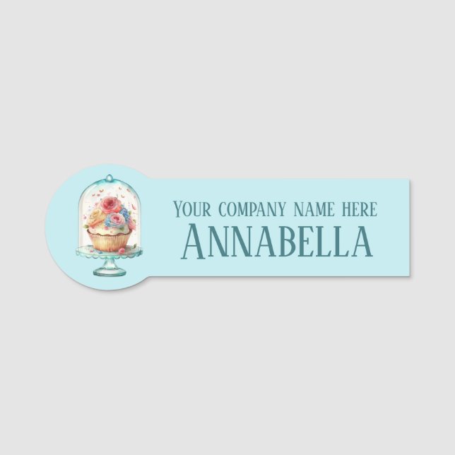 Söt bageri cupcake lägg till namn anställd  namnbricka (Framsida)