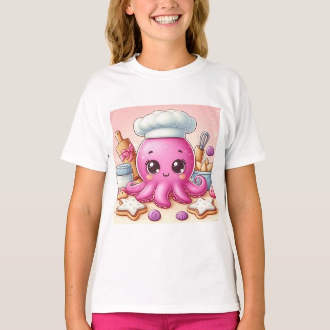Söt bakande bläckfisk skjorta t shirt (Framsida)