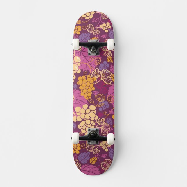Söt bakgrund för druvavinesmönster skateboard bräda 19,5 cm (Framsida)
