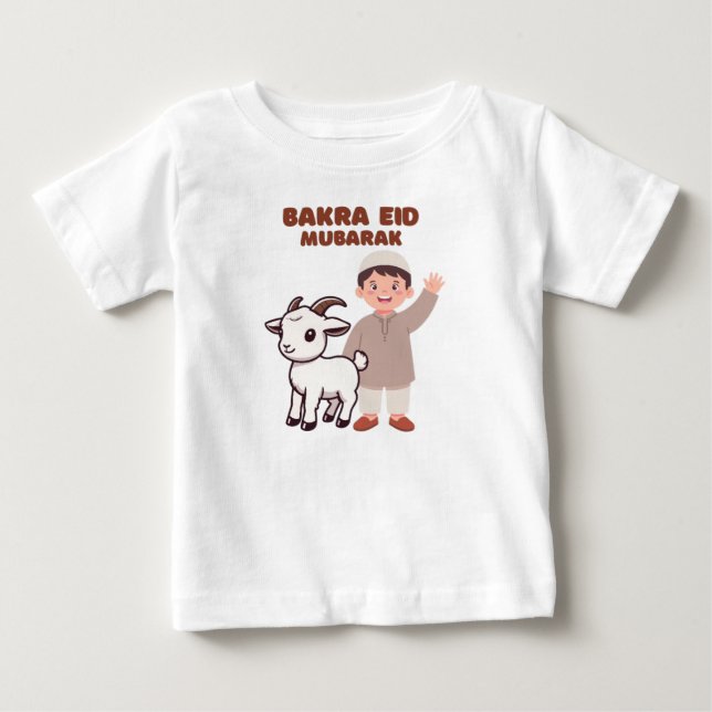 Söt Bakra Eid Mubarak - Barn Eid firande T-Shirt (Framsida)