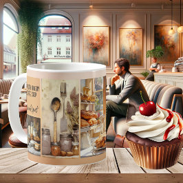 Söt bakverk, bakverk, kaffekaffe, foto kaffemugg