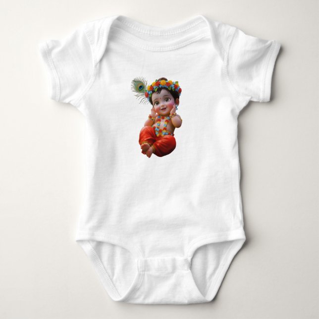 Söt Bal Krishna Janmashtami Special Baby Bodysuit T Shirt (Framsida)