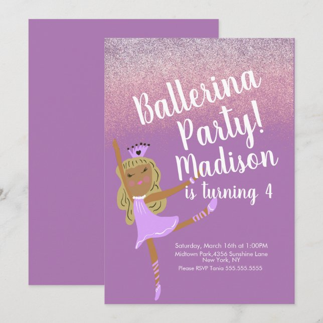 Söt balettklänning  Partaj Inbjudan  (Fram/baksida)