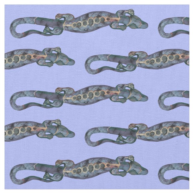 Söt BALI LIZARD Design blue + dina idéer Tyg (Närbild)