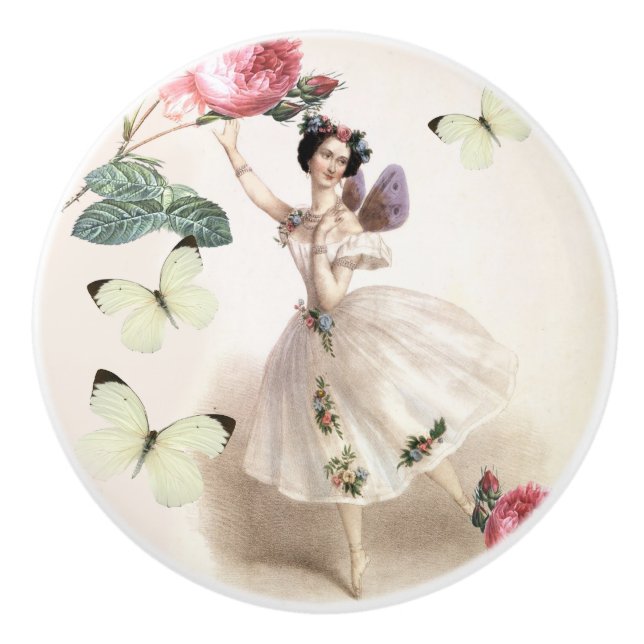 Söt Ballerina Fairy Ceramic pull Knopp (Framsidan)