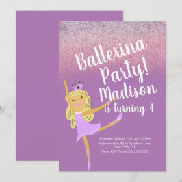 Söt ballerina  festinbjudan med doodle inbjudningar
