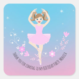 Söt Ballerina Födelsedagsfest Fyrkantigt Klistermärke
