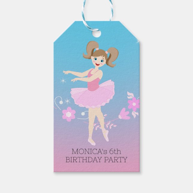 Söt Ballerina Födelsedagsfest Presentetikett (Framsidan)