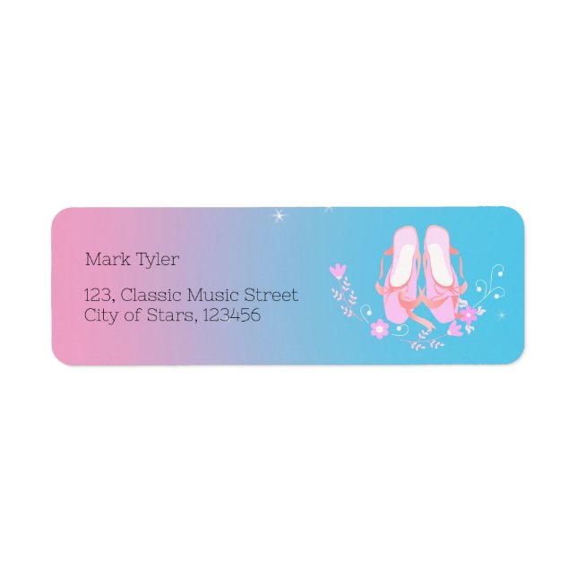 Söt Ballerina Födelsedagsfest Returadress Etikett (Framsidan)