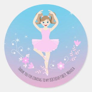 Söt Ballerina Födelsedagsfest Runt Klistermärke