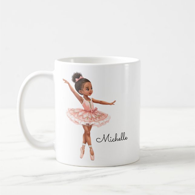 Söt Ballerina Girl Anpassningsbar Kaffemugg (Vänster)