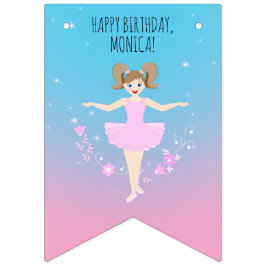 Söt Ballerina Girl Födelsedagsfest Vimplar
