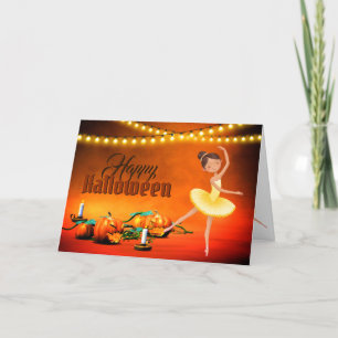 Söt ballerina Halloween och pumpor dansar Helgkort