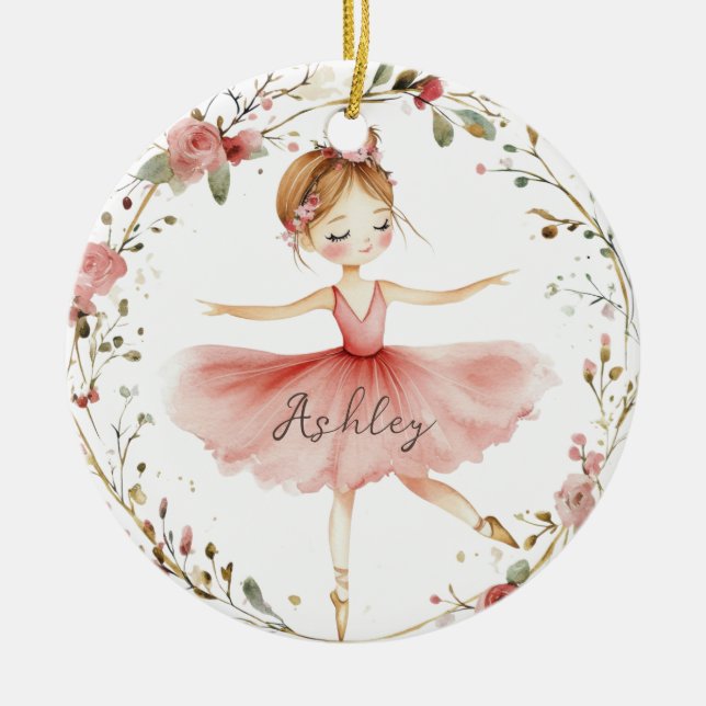 Söt Ballerina Julgransprydnad Keramik (Framsidan)