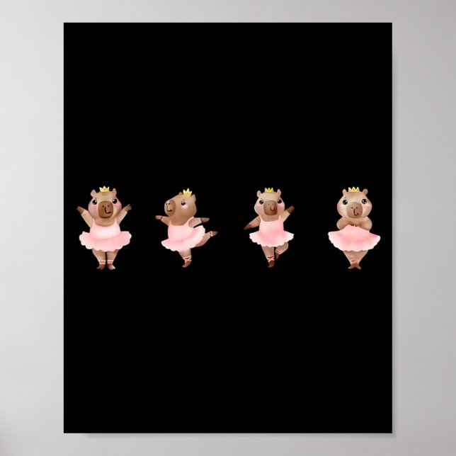 Söt ballerina Kapybaradansar ballettdans Poster (Framsidan)
