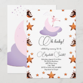 Söt ballerina måne, inbjudan till babydusch