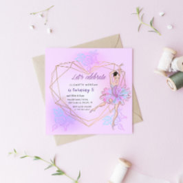 Söt Ballerina Pastel Square Birthday Call