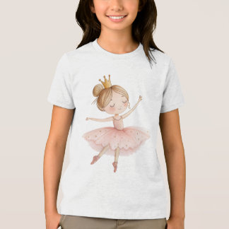 Söt ballerina stjärntyll guldkrona akvarell t shirt