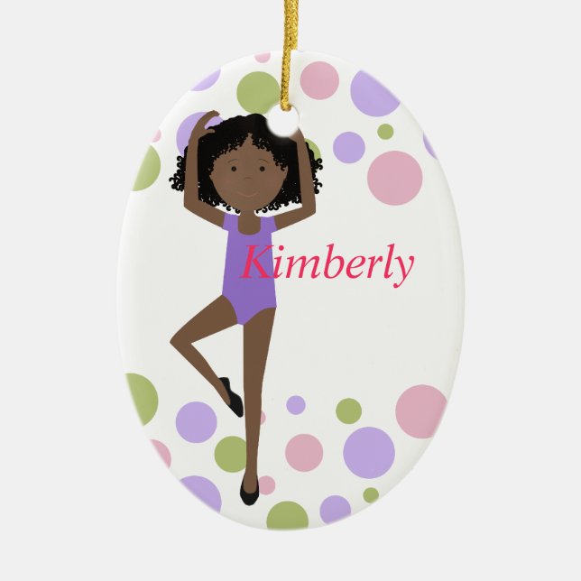 Söt Ballerinas Lila och Rosa Julgransprydnad Keramik (Framsidan)