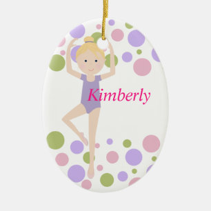 Söt Ballerinas Lila och Rosa Julgransprydnad Keramik
