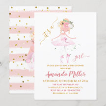 Söt Ballet Girl Illustration Baby Shower