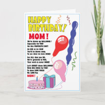 Söt BALLOON Grattis på födelsedagen MAMMA-kort