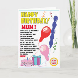 Söt BALLOON Grattis på födelsedagen MORSA-kort Kort