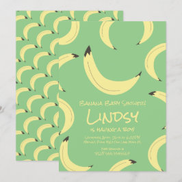 Söt banan grön pojke baby shower inbjudan