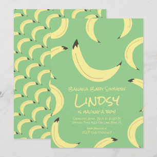 Söt banan grön pojke baby shower inbjudan