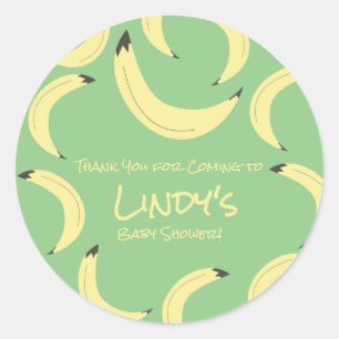Söt bananknippe baby shower-mönster runt klistermärke