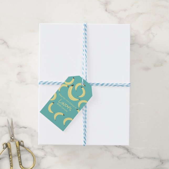 Söt banansamlingsmönster baby shower presentetikett (Med Snöre)
